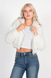Alethea Hooded Faux Fur Bomber Jacket