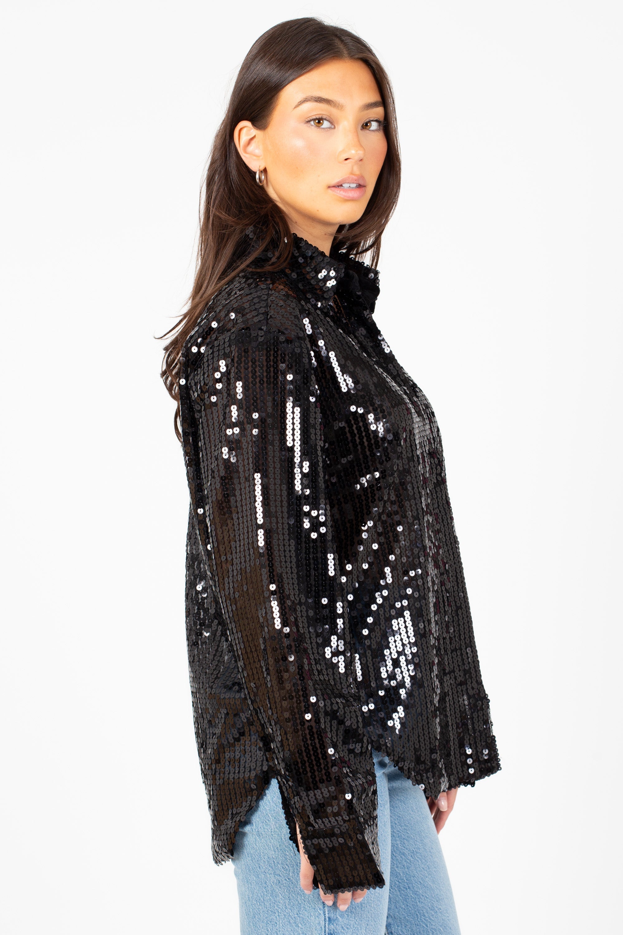 Starlite Collared Sequin Blouse