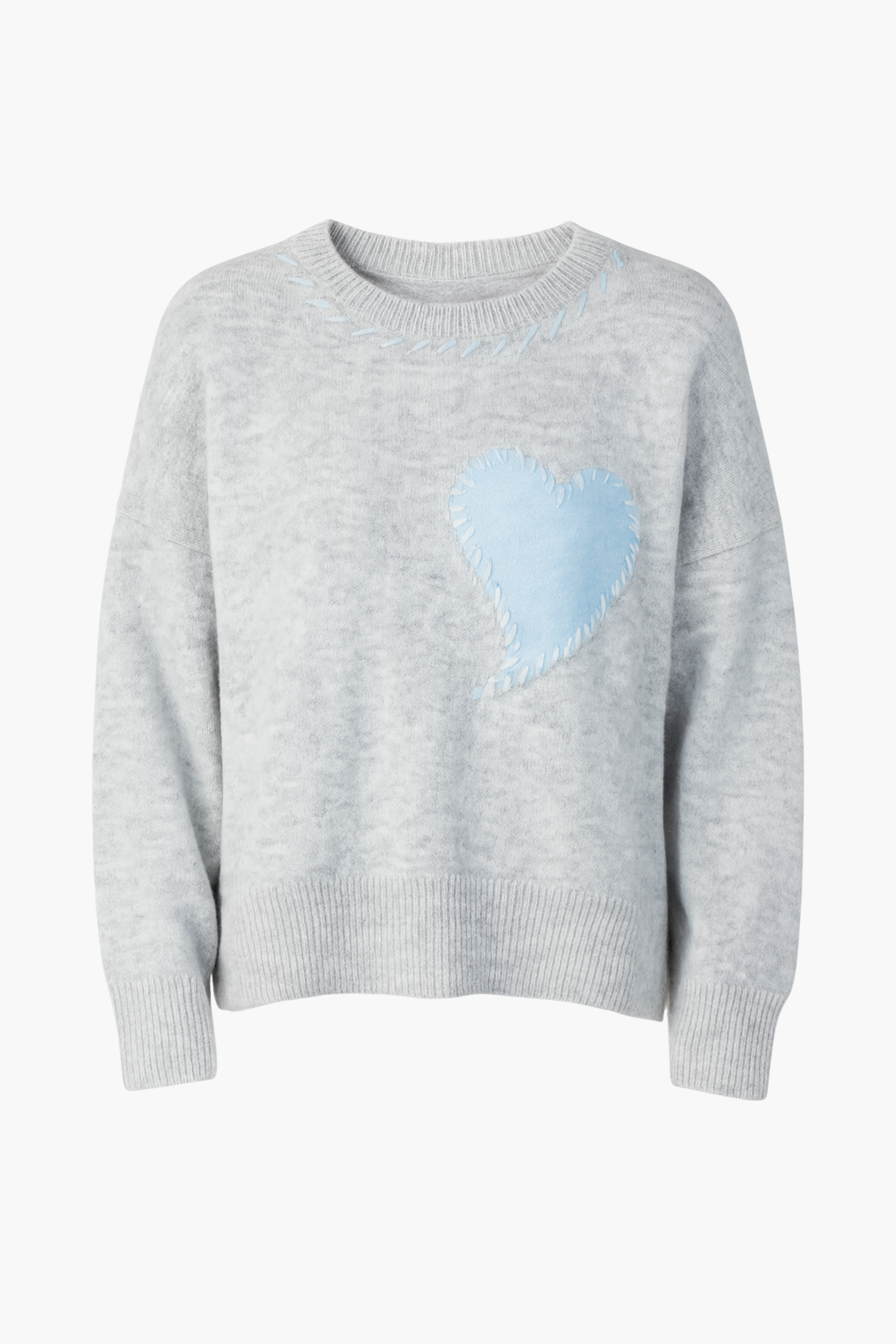 Lyla + Luxe® Heart Stitch Crew Neck Sweater