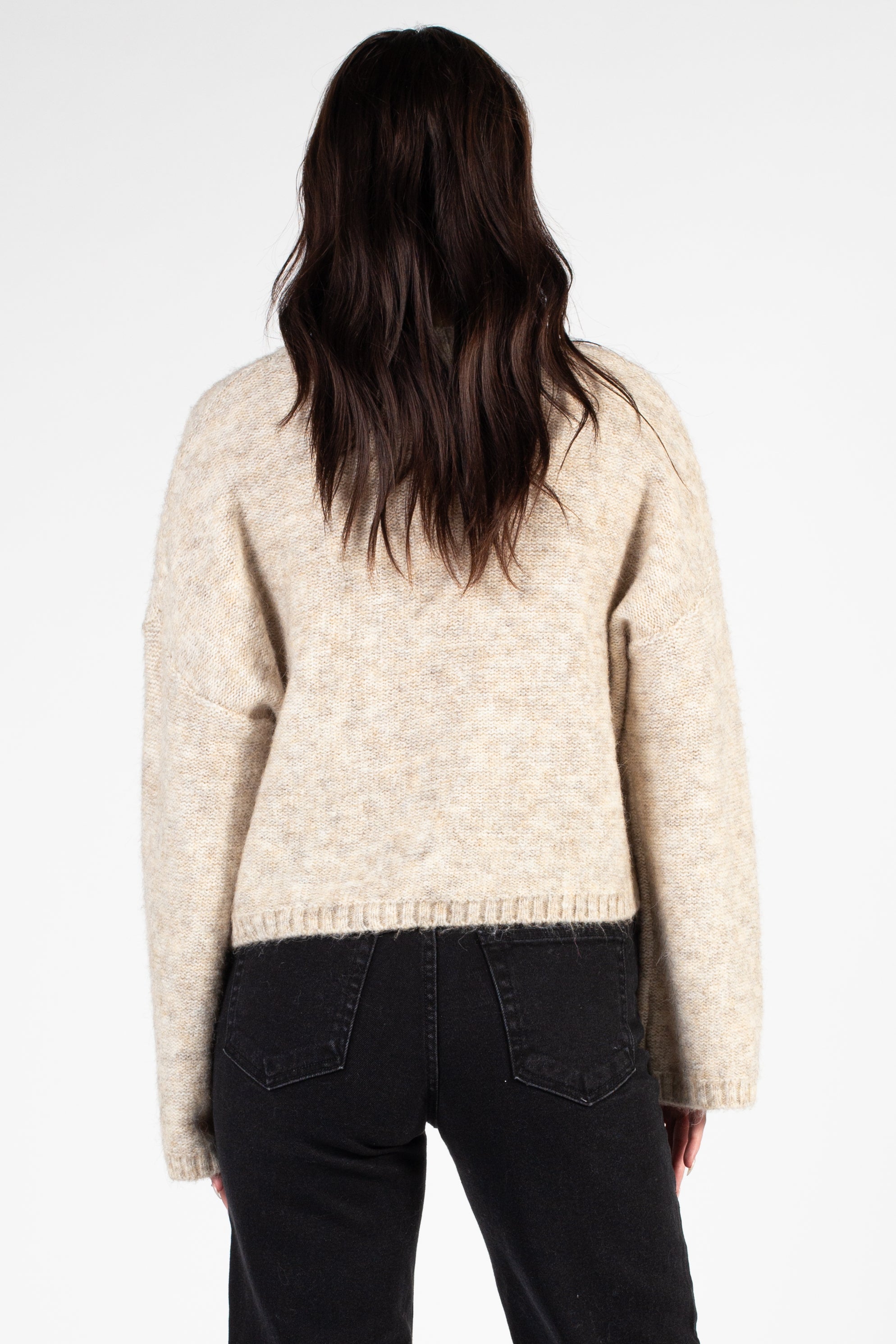 Lyla + Luxe Madge Crewneck Braid Front Sweater