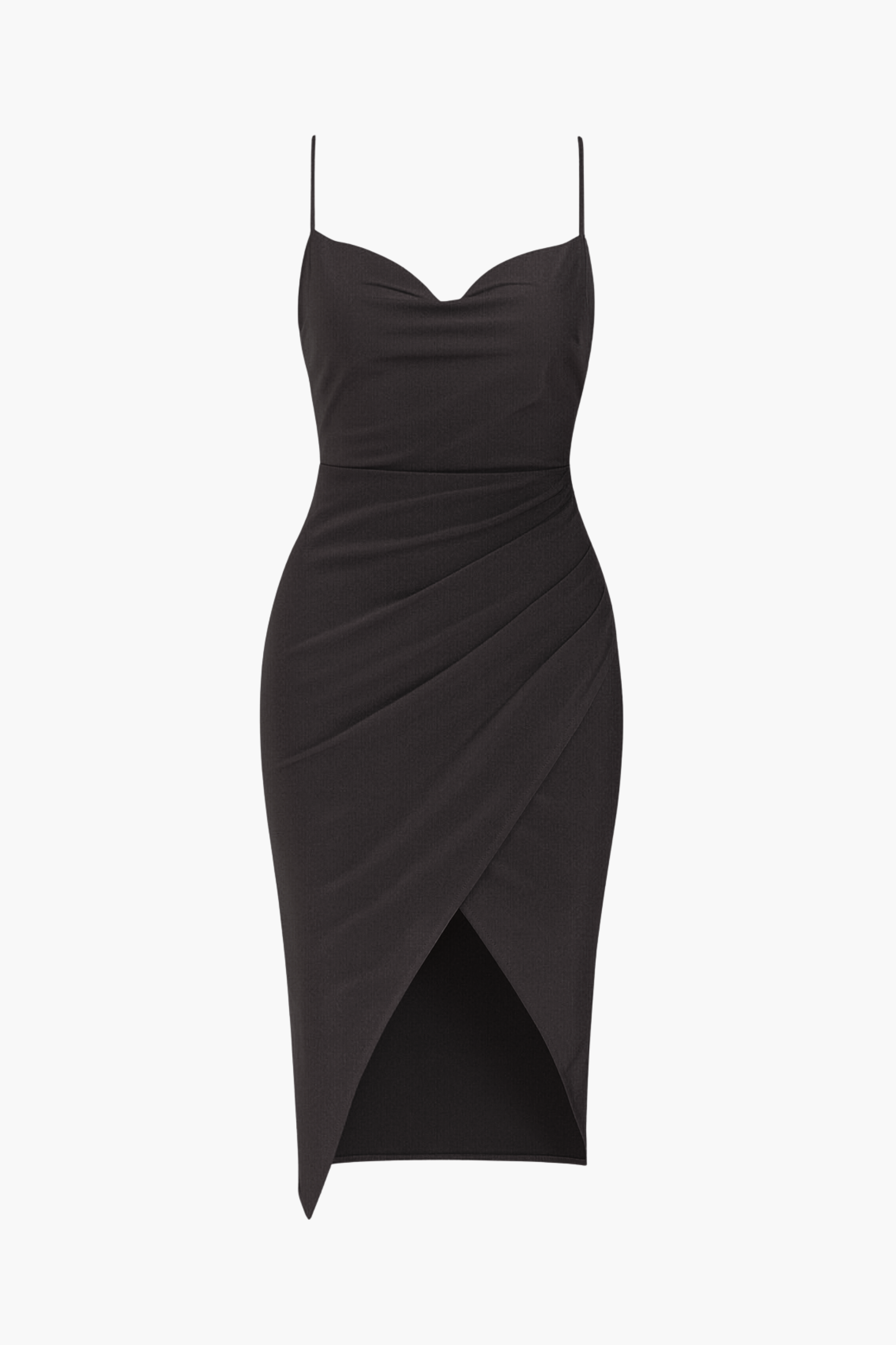 Elle Satin Ruched Tulip Midi Dress