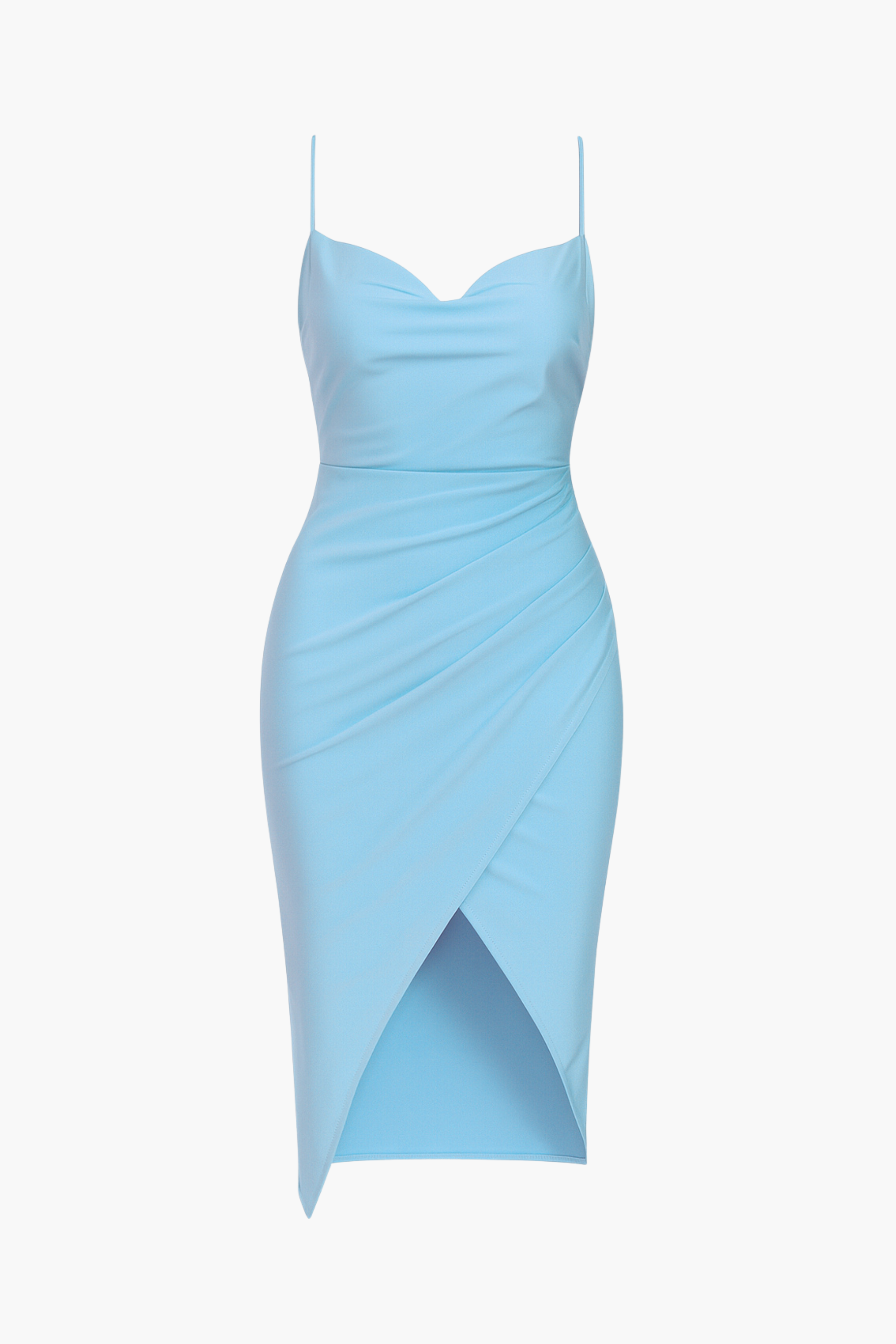 Elle Satin Ruched Tulip Midi Dress