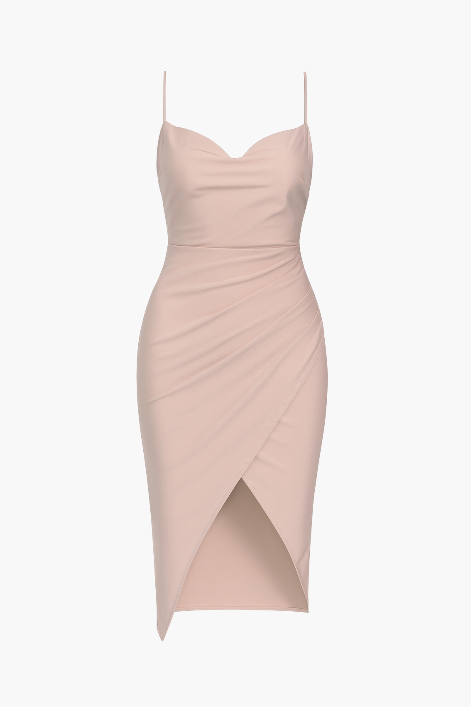Elle Satin Ruched Tulip Midi Dress