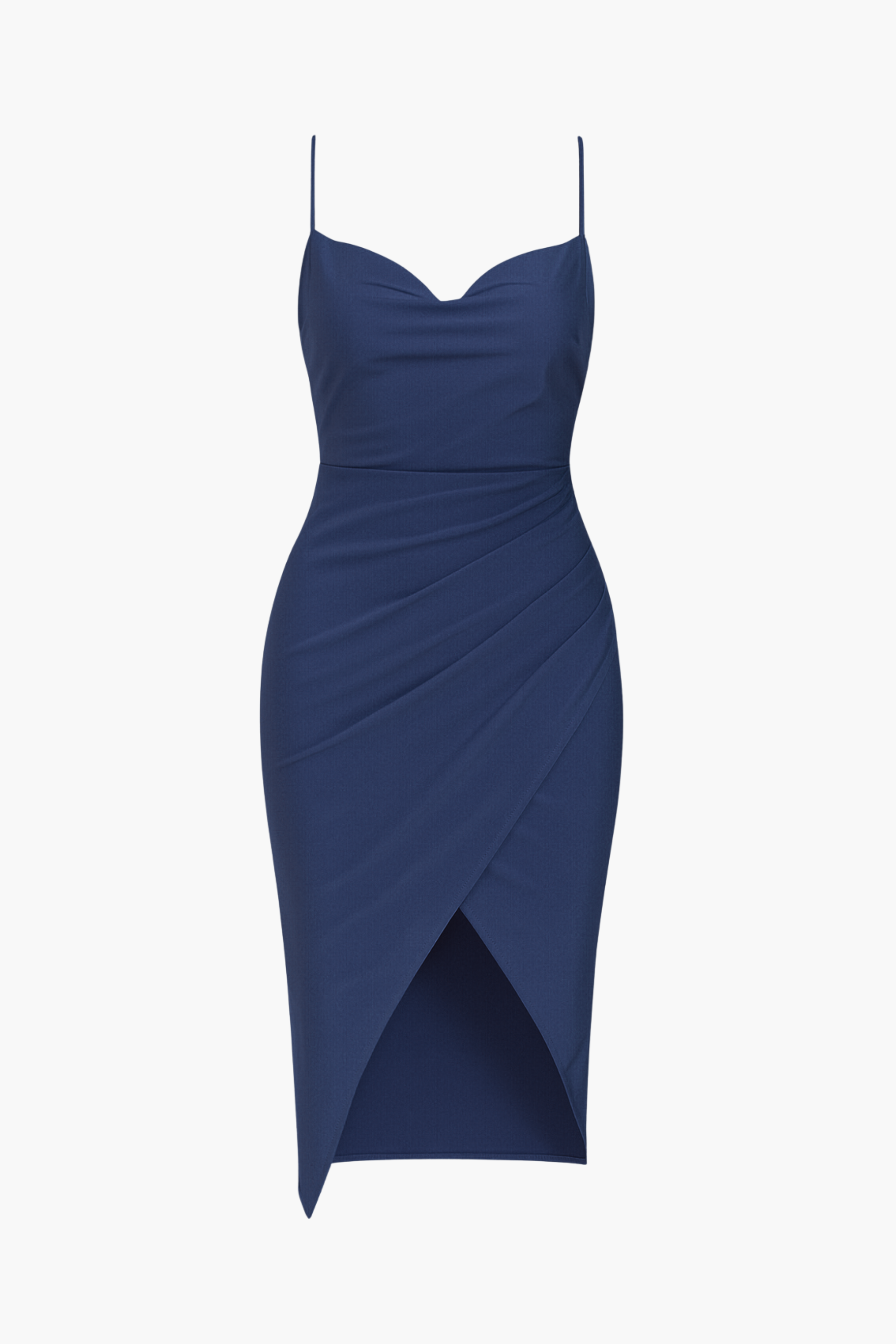 Elle Satin Ruched Tulip Midi Dress